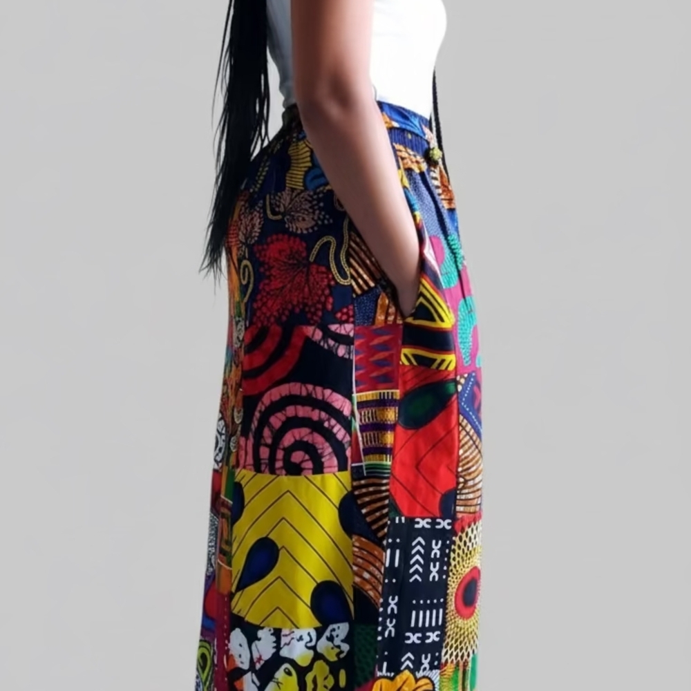 Colorful Patchwork Wide-Leg Pants - Picture 2 of 5